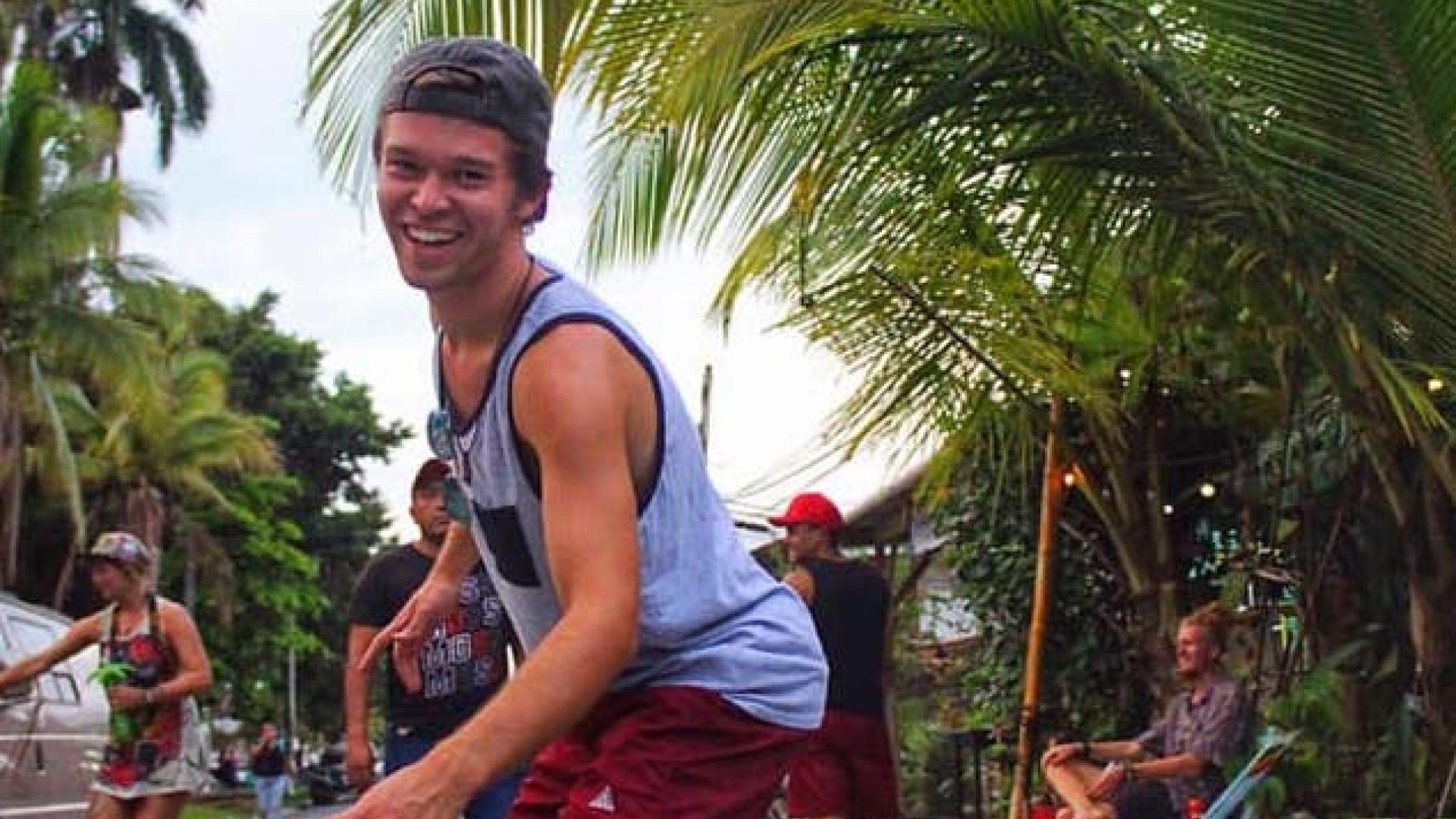 Blake Borwick rides a skateboard in Costa Rica