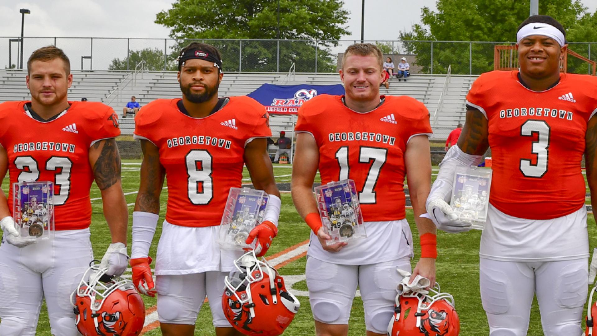 Photo from L to R: #23 Standifer, #8 Sheffield, #17 Maggard, and #3 White were named to the 2022 Community Trust Bank Collegiate All-Commonwealth Team