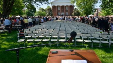 Podium overlooking Spring Commencement